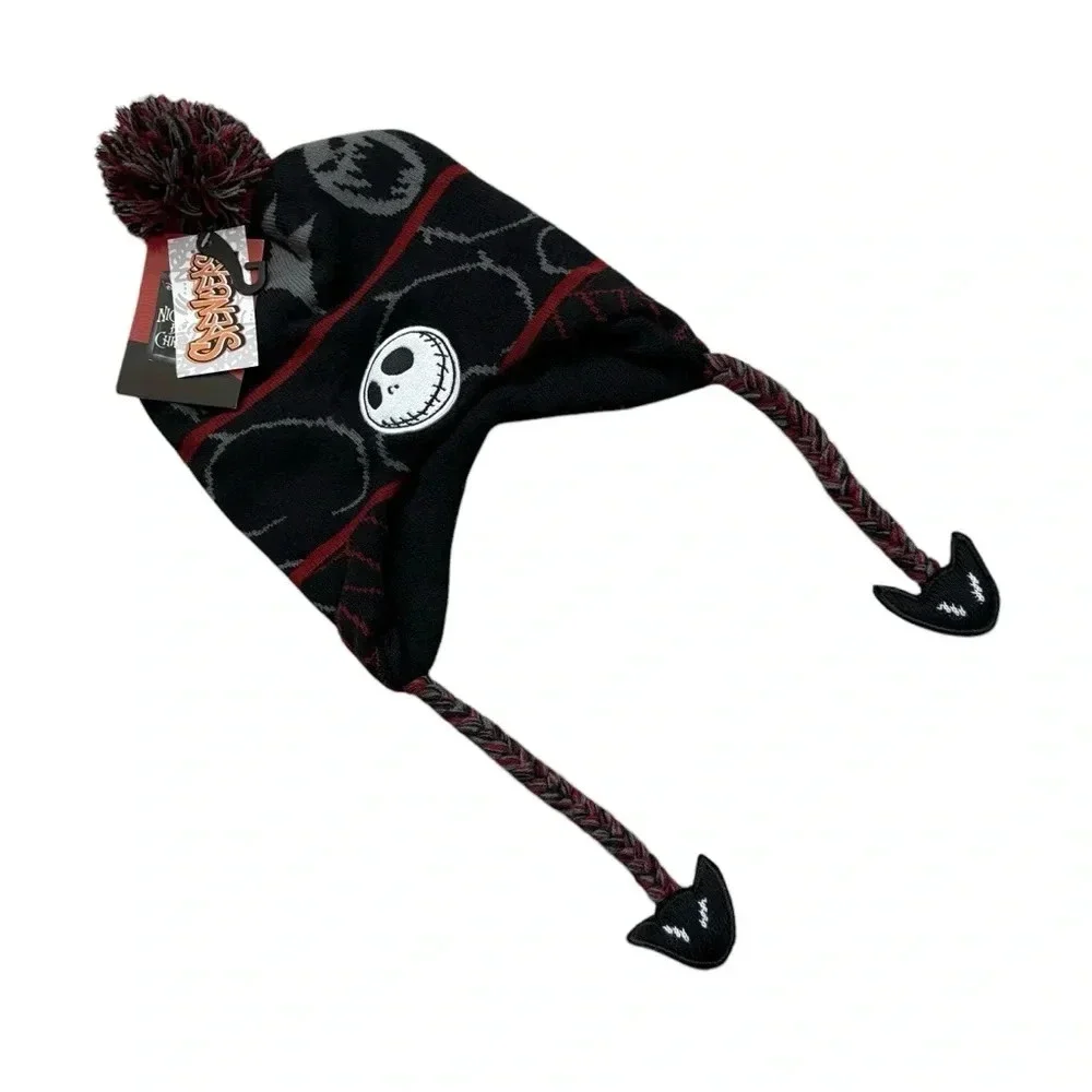 NWT Nightmare Before Christmas Jack Skelington Pompom Beanie - Picture 2 of 7